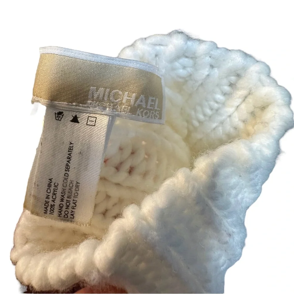 MICHAEL Michael Kors White Fingerless Knit Gloves